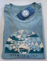 LIFE IS GOOD SS Shirt Slub Tee TRIPPIN SUV Jeep Road Trip Chest51in Mens XL