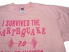I Survived 7.0 Earthquake San Francisco 1989 Earthquake T-Shirt. Sz L Pink