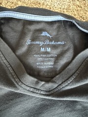 Tommy Bahama Men’s Solid V-Neck SS Cotton Knit Marlin Logo Tee M Black Green