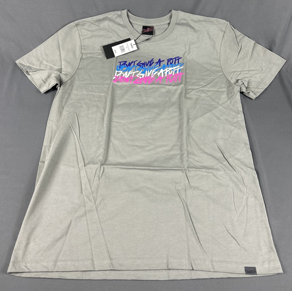 Swag Golf T-Shirt Don’t Give A Putt Script Repeating Graphic Print Large Gray