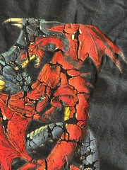 Vintage 1994 Liquid Blue Red and Blue Dragons Black shirt Large