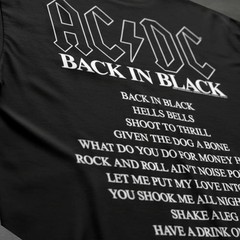 ACDC Back in Black Album Cover Men’s T Shirt Rock Band Vintage Tour Music Merch