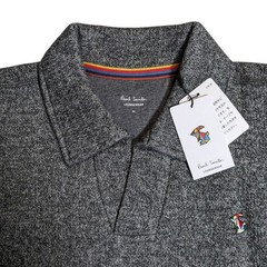 Paul Smith Striped Polo Sweatshirt Charcoal M 100% Cotton Japan For 14+
