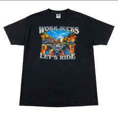 Harley-Davidson Large Vintage T-Shirt 2008 Work Sucks Let’s Ride Biker Single