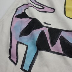 Vintage Bill Gian Hand Painted Wearable Art Shirt 1987 Oversized Dinosaur Crown