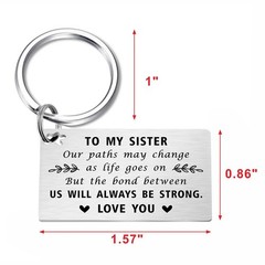 Sister Keychain, Graduation, Christmas, Valentines, Birthday, Emotional Bond