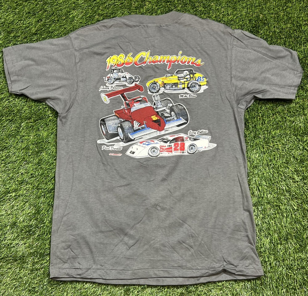 Skoal Bandit Copper World 1986 Champions Stock Car Racing T-Shirt Men’s L USA