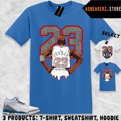 Tee Shirt Matching AJ 3 OG True Blue 2026 To Match Sneaker MJ Back 23 T-Shirt