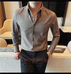 Men’s Long Sleeved Shirt Spring Fashion Slim Fit Business Casual Shirt Tops