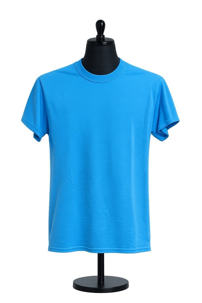 Gildan Heavy Cotton Men’s Blue Solid Crew Neck Short Sleeve T-Shirt Size S