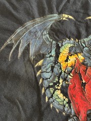 Vintage 1994 Liquid Blue Red and Blue Dragons Black shirt Large
