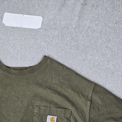 Carhartt Men Shirt XL Green K87 Iconic Pocket Original Fit Heavyweight Crew Neck