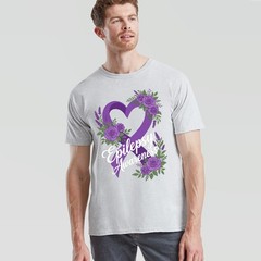 Epilepsy Awareness Heart Ribbon Floral Mens T-Shirt Womens Tee Graphic Support