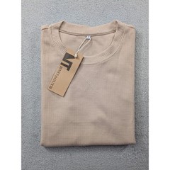 Nitagut Mens Tan Waffle Knit Crewneck Short Sleeve T-Shirt Size Medium NEW