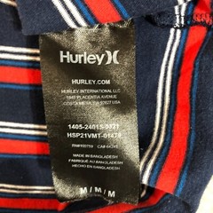 Hurley Shirt Men Medium Blue Stripped Surfer Skater Sports Logo Outdoor Athletic