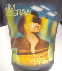 2013 Tim McGraw Tour Gray T-Shirt Two Lanes Of Freedom Adult Small