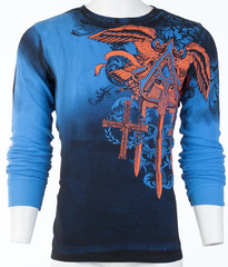 ARCHAIC by AFFLICTION Men’s Long Sleeve THERMAL Shirt DAVENTRY Biker Blue $58