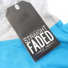 Straight Faded Pullover Hooded Tshirt Pocket XL Teal Blue Gray Short Sleeve Top