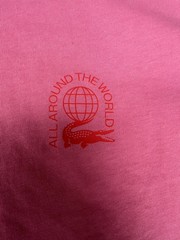 Lacoste men women’s size L pink relaxed fit graphic print unisex cotton t shirt