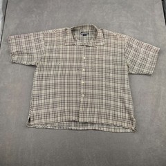 L’Homme Shirt Men XL White Black Plaid Pleated Side Slit Button Up Everyday Wear