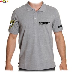 MEN’S PRINTED SECURITY POLO T-SHIRT UNIFORM EMBROIDERY BADGE POLICE STAFF PARTY