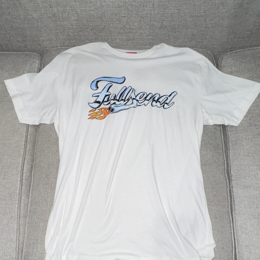 Full Send Mens White Graphic Logo Crew Neck Short Sleeve T-Shirt L