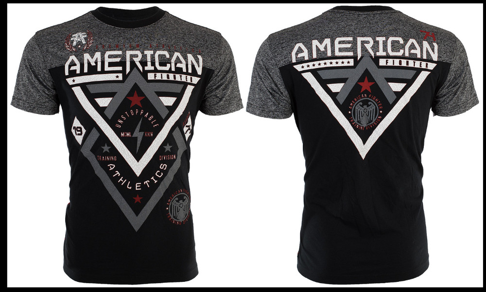AMERICAN FIGHTER Black ALASKA PATTERN Athletic Graphic T-shirt NWT