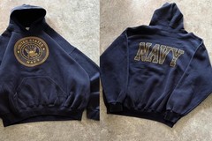 Double-Sided US Navy Heavyweight Hoodie, Vintage Style Gildan Pullover