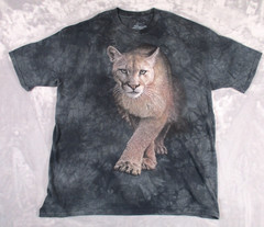 The Mountain Cougar Mountain Lion Blue Tie Dye T Shirt XL Colin Bogle Art Y2K