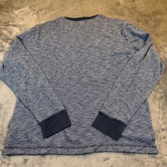 Old Navy Thermal Shirt Mens Large Navy Blue Marled Waffle Knit Long Sleeve