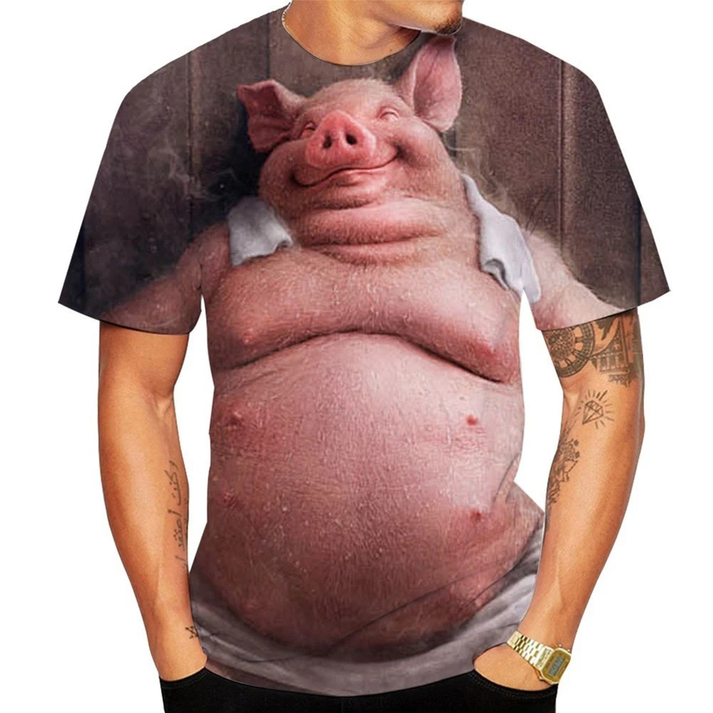 Pig Funny Gift For Family Blue T-shirt 3D S-5XL