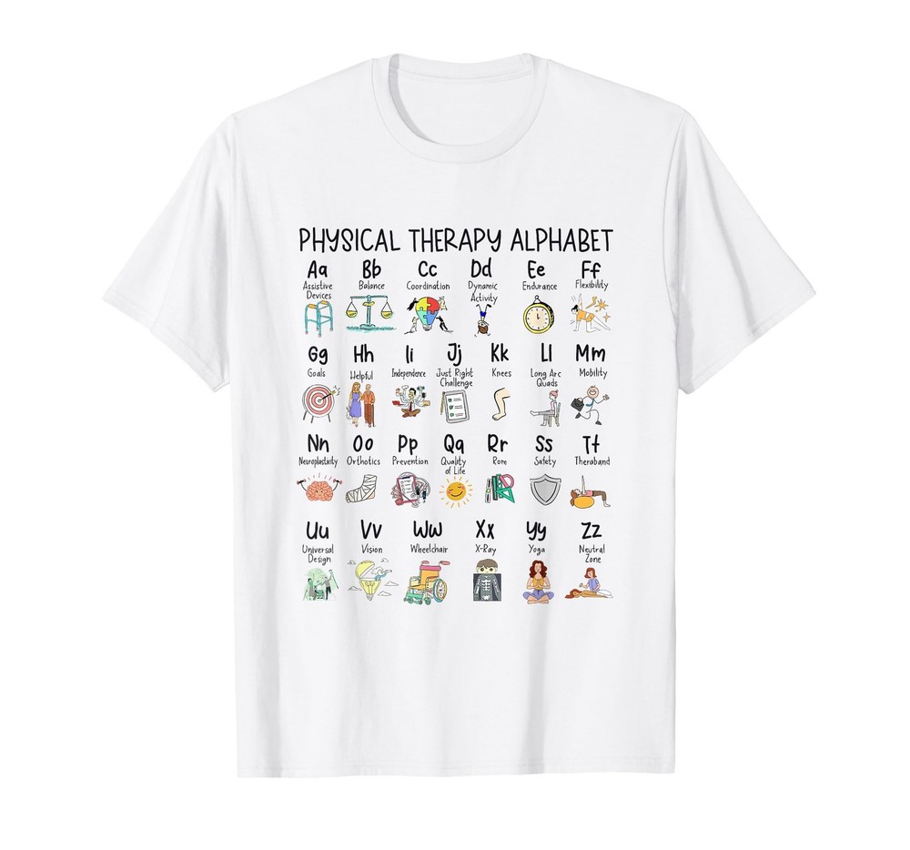 Physical Therapy Alphabet ABC of Physical Therapy PT PTA T-Shirt, Men, White,…