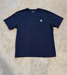 Carhartt Pocket T Shirt Mens 2XL Tall Navy Blue Loose Fit Workwear Heavyweight