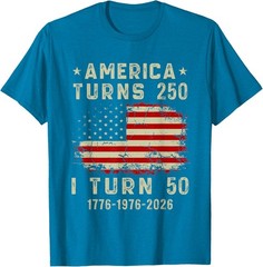 Funny America Turns 250 I Turn 50 1976 50th Birthday T-Shirt