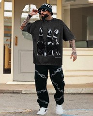 Flafens Oversized Tshirts for Men – Graphic T Shirt Tees Crewneck Short Sleeve