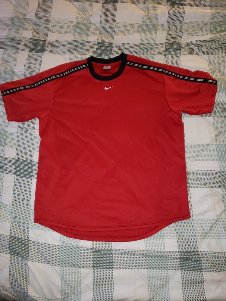 Vintage Shirt Mens XL Red Athletic Center Swoosh 00s Y2K Gray Tag Short Sleeve