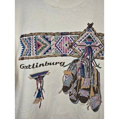 Vintage Gatlinburg Shirt Tribal Native Art Outdoor Elk Graphic Cream L Tee