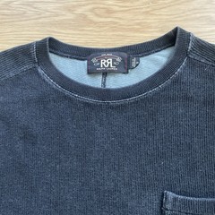 Double RL RRL Ralph Lauren Waffle Knit Long Sleeve Shirt Tee Size Med Dark Gray