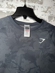 NEW! GYMSHARK GEO SEAMLESS T-SHIRT – SIZE M – SLIM FIT – TEAL/GREY