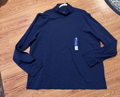 Men’s APT 9 Premier Flex Long Sleeve Turtleneck Shirt NEW Navy Blue Cotton Blend