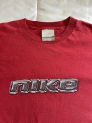 Vintage Nike Spell Out Block Letter Long Sleeve Red 90s USA Mens Size Large