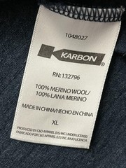 KARBON Shirt Mens XL Blue 100% Merino Wool Long Sleeve Base layer Crewneck