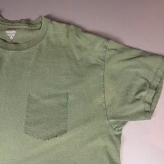 VTG Hanes Ghost Pocket T-Shirt Mens L Green Short Sleeve Cotton Gradient Faded