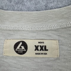 American Giant Henley Shirt Mens 2XL Beige Long Sleeve Cotton Made USA Jersey