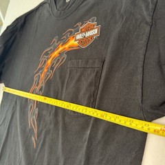 Vintage Y2K Harley Davidson Flame Sleeve Pocket T Shirt Sz XL Montana Lightning