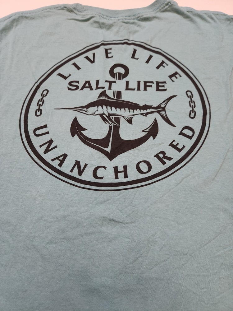 Salt Life Live Life Unanchored Green T-Shirt L