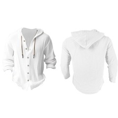 Men Hooded Top Weekend T-shirt Comfortable Shirts Office Lace Up Beach V Neck