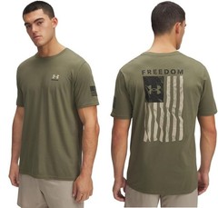 Under Armour Freedom Flag T-Shirt, Marine OD Green-Desert Sand, Pick A Size!