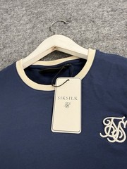 Siksilk Shirt Mens Large Slim Fit Tee Tournament Blue T Shirt Navy Sik Silk N98