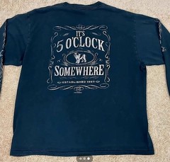 Big Dogs T-Shirt Mens XL Long Sleeve Cuff Logo Its Five O’Clock Somewhere Black